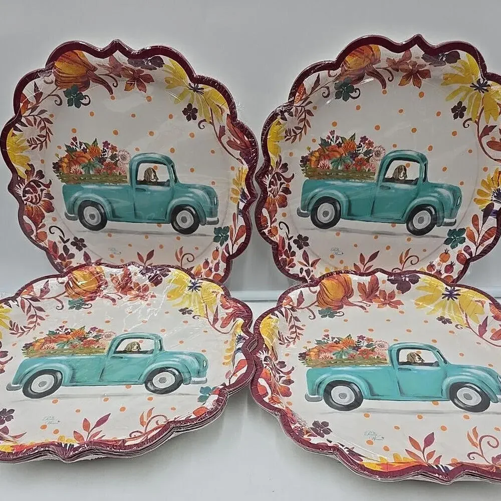 4 PACKS The Pioneer Woman Pumpkin Dog Truck Paper Plate; 32‎ Ct.; 11.5